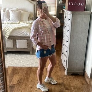 Columbia 2-Ply Cotton Hooded Button Down Top